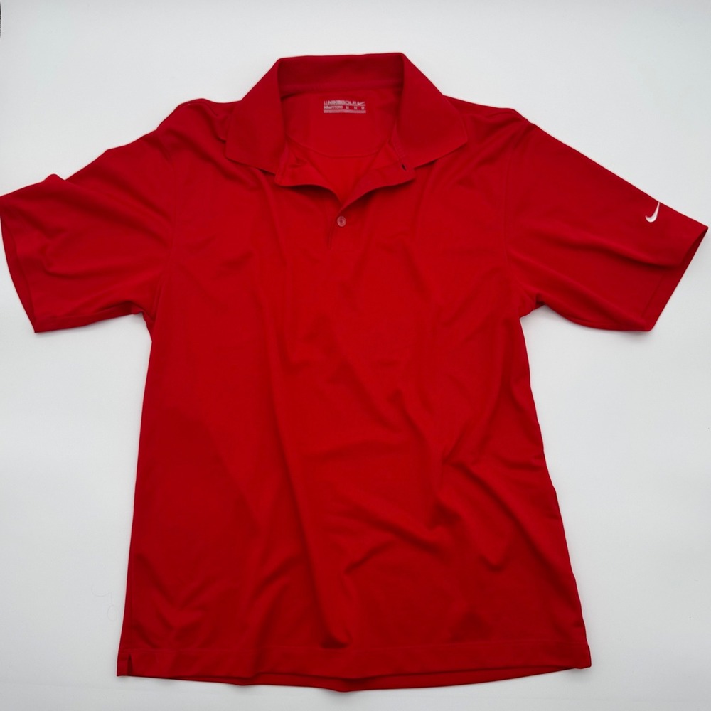 Nike Golf Dri-FIT Polo Shirt Mens Medium Red Short Sleeve Performance Golf Top
